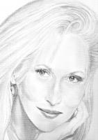Sketch Portrait Portraituregra - Meryl Streep - Pencil And Paper